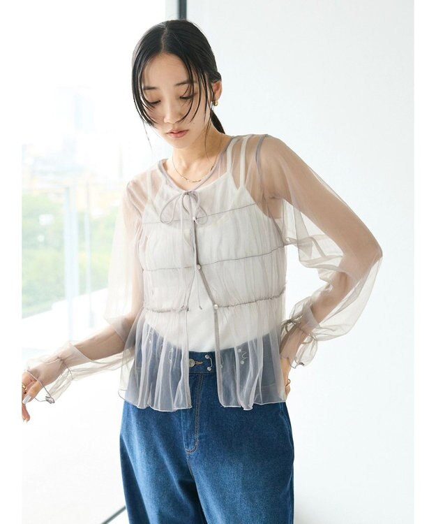 CRAFT STANDARD BOUTIQUE チュール２ｗａｙカーディガン Gray