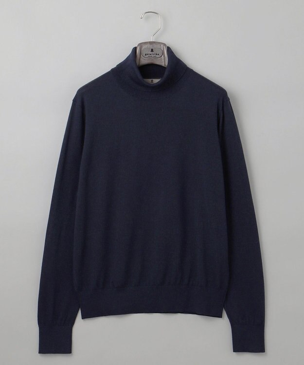 GOTAIRIKU 新色追加【洗える/チクチクしにくい/ピリングしにくい】イタリア糸 ハイゲージ タートルネックニット_WOOL100％ ネイビー系