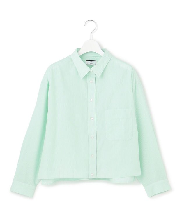 J.PRESS YORK STREET 【WOMEN】コットンタイプライター ショートシャツ グリーン系1