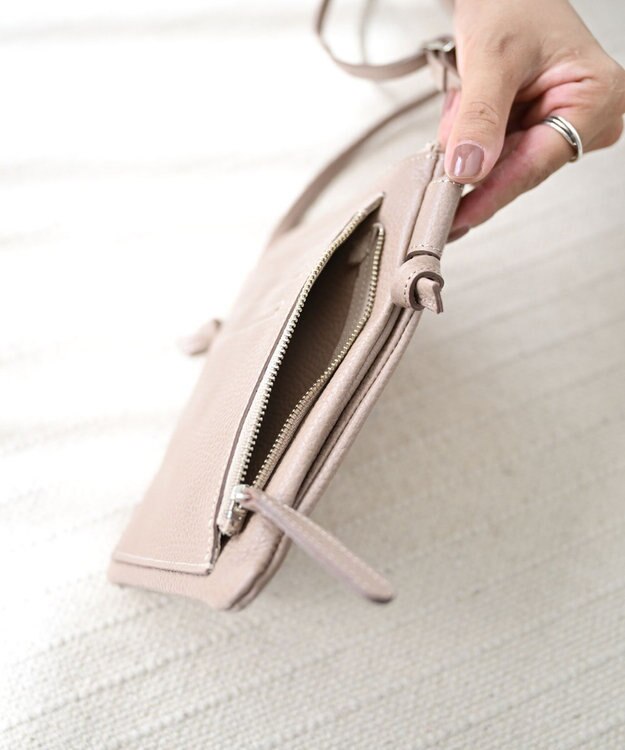 Hekhèr Le Style de Vie 新色追加【日本製】シュリンクレザー スマートフォンポシェット ピンクベージュ