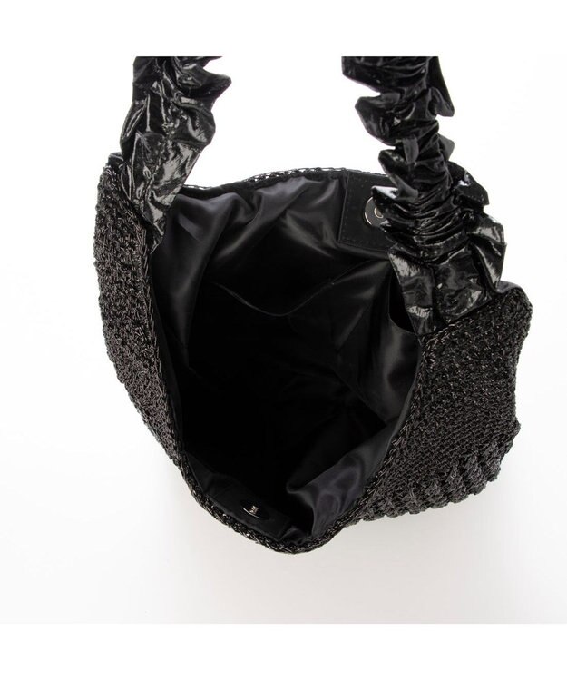 UNBILLION カシュカシュ cachecache / メタリックコードフリルハンドルトート ブラック