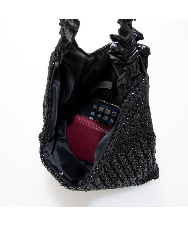 UNBILLION カシュカシュ cachecache / メタリックコードフリルハンドルトート ブラック