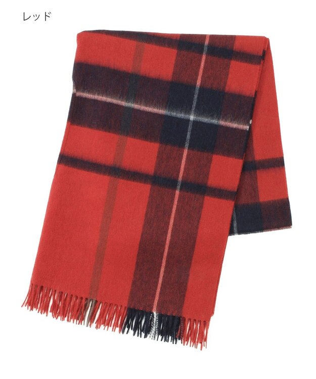 MOONBAT MACKINTOSH PHILOSOPHY(マッキントッシュ フィロソフィー）ウール100% 2WAYチェックポンチョストール レッド