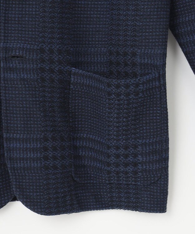 JOSEPH ABBOUD 【驚きの軽量ウール】KARLKARL チェック柄 ニットジャケット ダルブルー系4