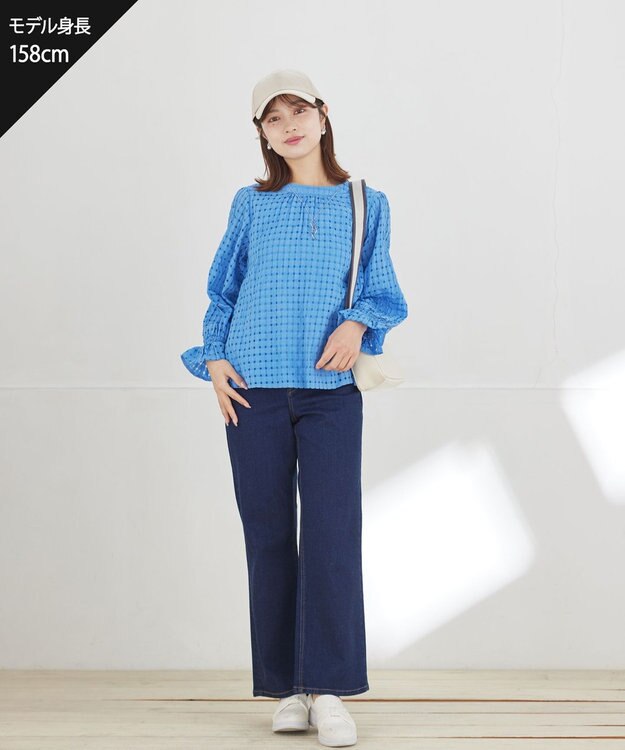 Tiaclasse 【安田美沙子さん着用】ストレッチワイドデニム ネイビー