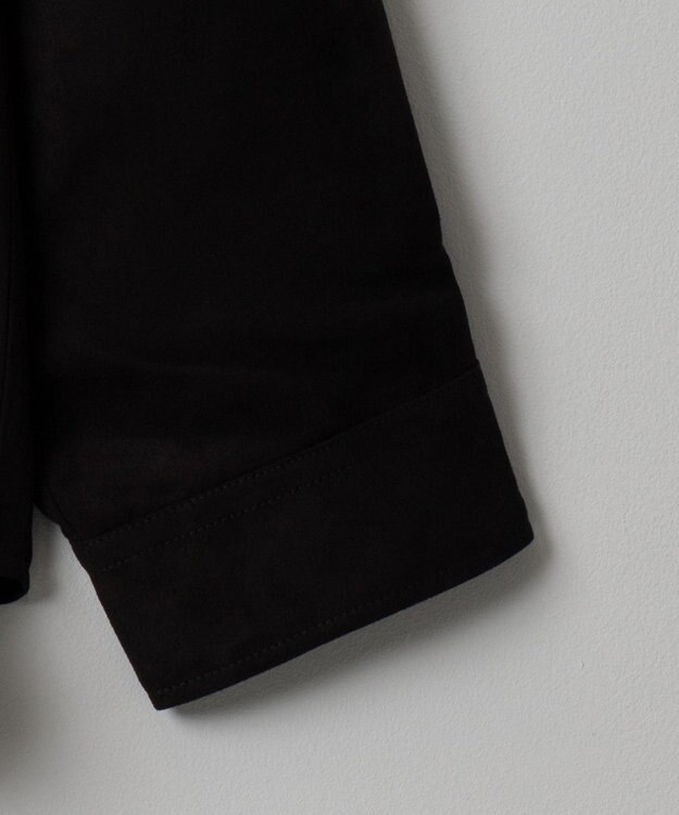 WEGO フェイクスウェードワンポイントBIGシャツ（LS） ブラック中濃色