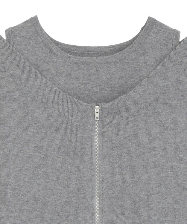 Green Parks SET2点Zipニットカーディガン+アメスリタンク Gray Mixture