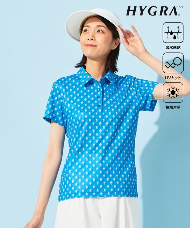 23区GOLF 【WOMEN】【接触冷感・UVケア・吸水速乾】アイス柄 ポロシャツ ブルー系5