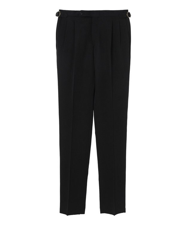 DAKS ツータックサイドベルトウールパンツ ブラック