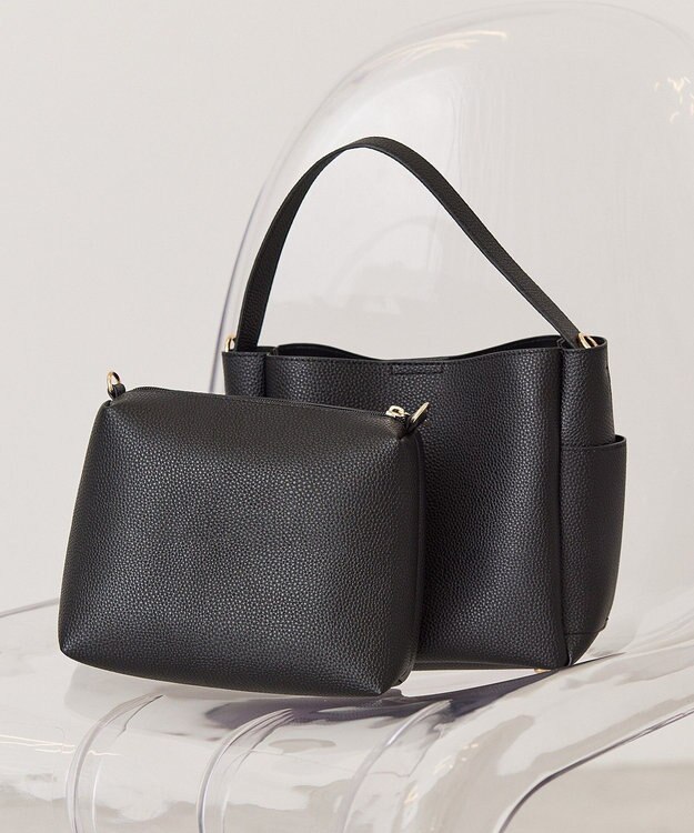 AMERICAN HOLIC 【2点セット】2WAYワンハンドルミニトート+ポーチ Black