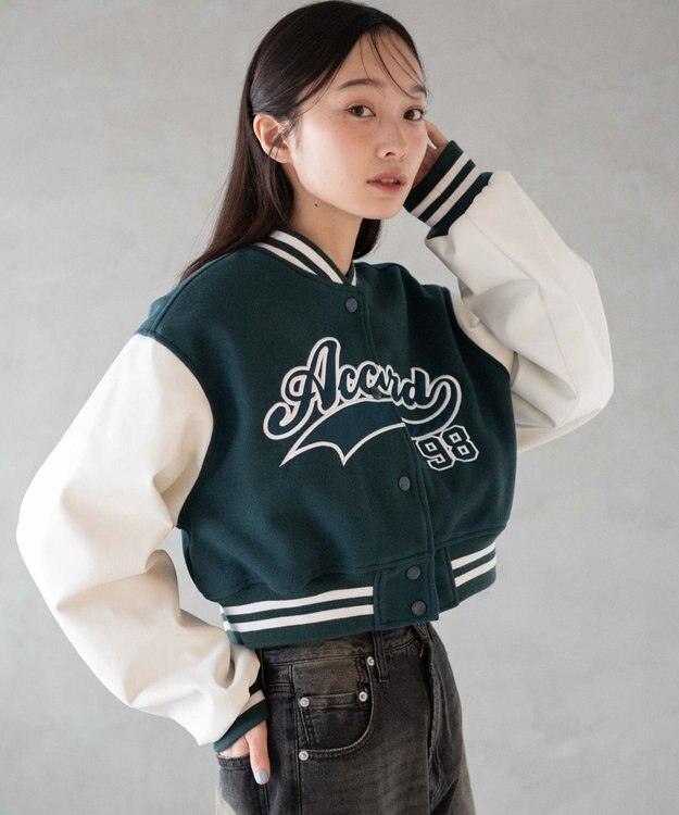 WEGO スタジアムロゴショートスタジャン グリーン