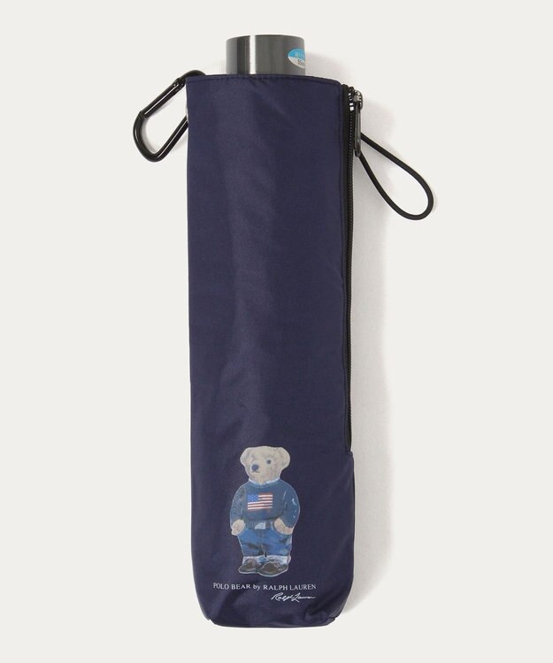 MOONBAT 【WEB限定/遮光率100%/遮熱/UV/耐風】POLO RALPH LAUREN（ポロ ラルフローレン）晴雨兼用日傘 ポロベア 無地 折りたたみ傘 ディープブルー