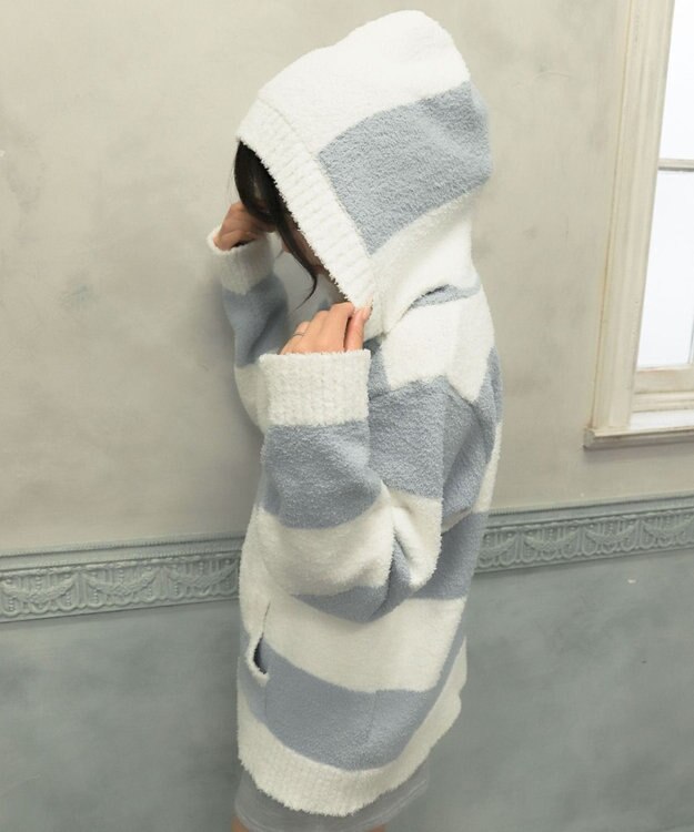 WEGO ボーダーZIPパーカー ブルー