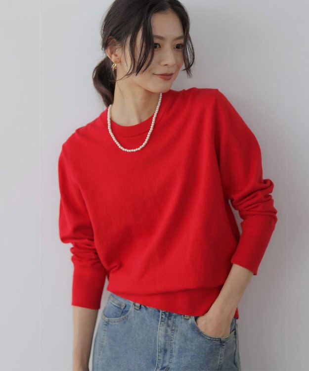 加藤ローサさん着用】コットンカシミヤMIX刺繍入りニット / 組曲