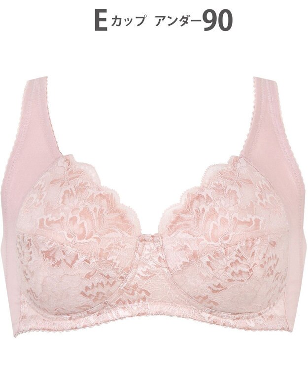 Wing ノンワイヤーブラ　脇胸すっきり　背中の段差がつきにくい　フルカップ　ウイング／ワコール　NB3503 ピーチ