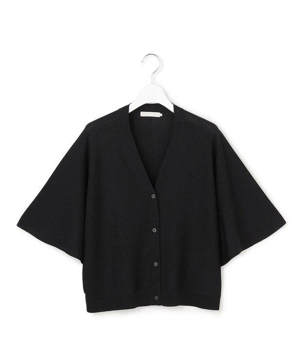 ICB L フライスリーブ Vネックカーディガン ブラック