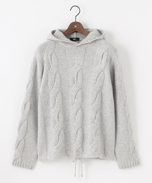 JOSEPH ABBOUD 【インポート素材/軽量】ベビーアルパカ ニットパーカー ライトグレー系