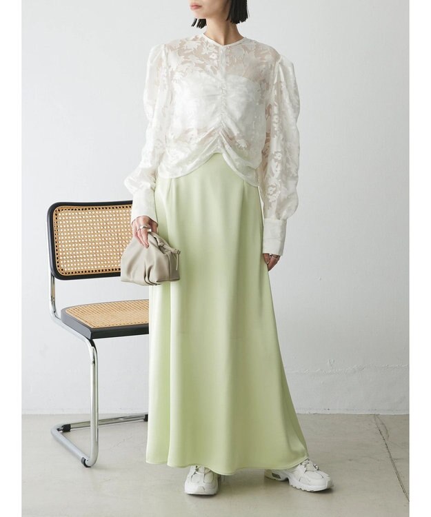 Green Parks AnriettMusee 花柄オパールシャーリングブラウス Off White