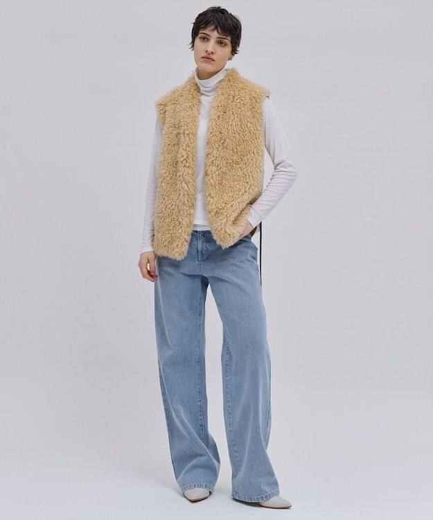 BEIGE， PUY / フェイクファーベスト Beige