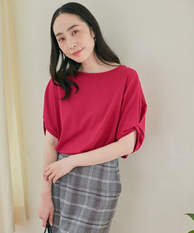 ANY 【接触冷感/UVケア/シワになりにくい】ドルマンスリーブ Tブラウス ローズ