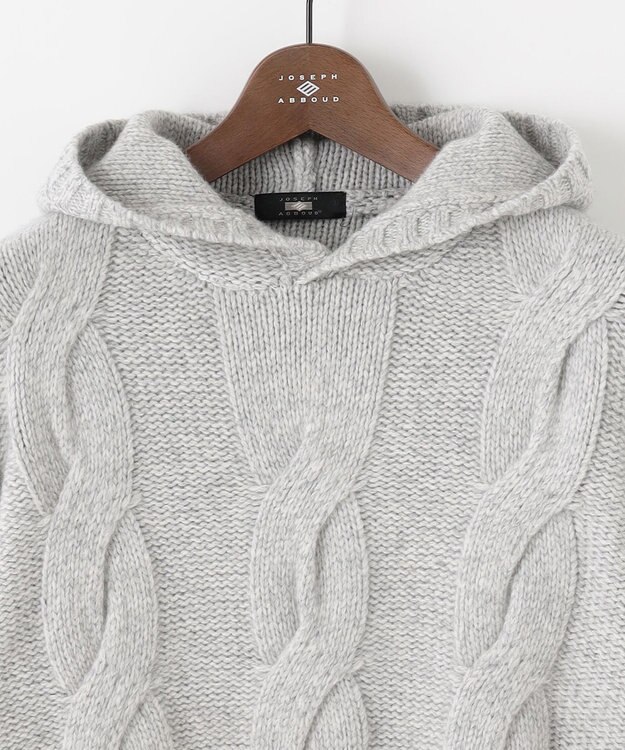 JOSEPH ABBOUD 【インポート素材/軽量】ベビーアルパカ ニットパーカー ライトグレー系