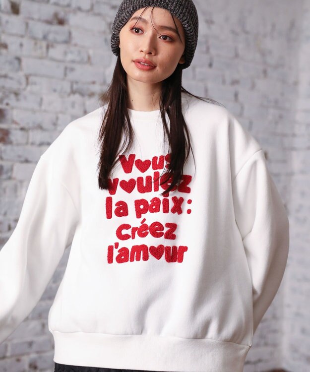 Green Parks ・ＤＯＵＢＬＥ　ＦＬＡＧＳ　サガラ刺繍スウェット Off White