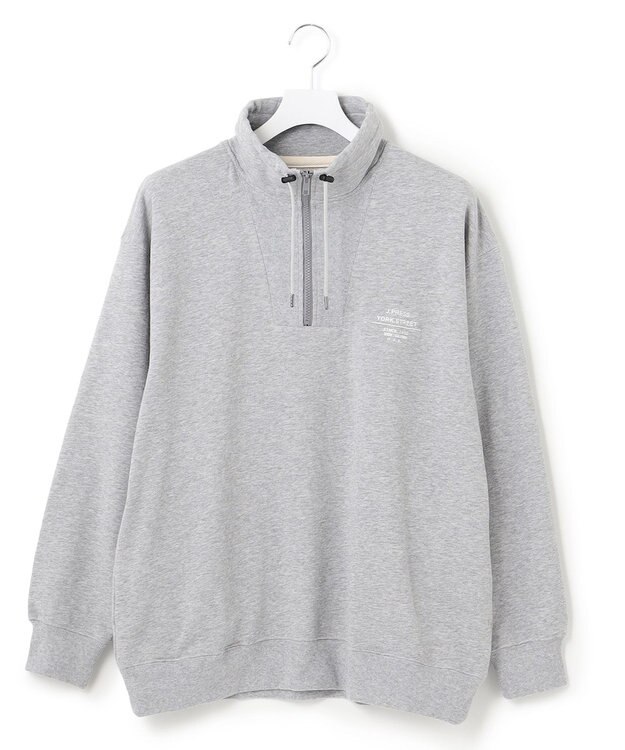 J.PRESS YORK STREET 【UNISEX】ロゴ刺繍ハーフジップ プルオーバー ライトグレー系