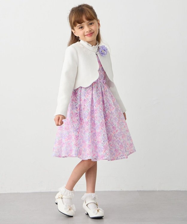 ANY KIDS 裾スカラップノーカラージャケット ホワイト