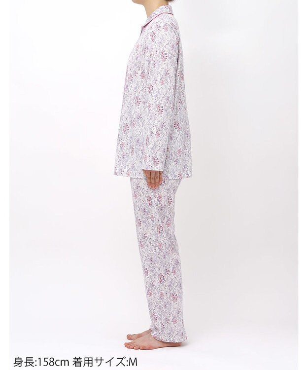 WACOAL パジャマ 長袖 長ズボン 綿100%(本体) 天竺素材 ミントン レディース NDX560 /ワコール ホワイト