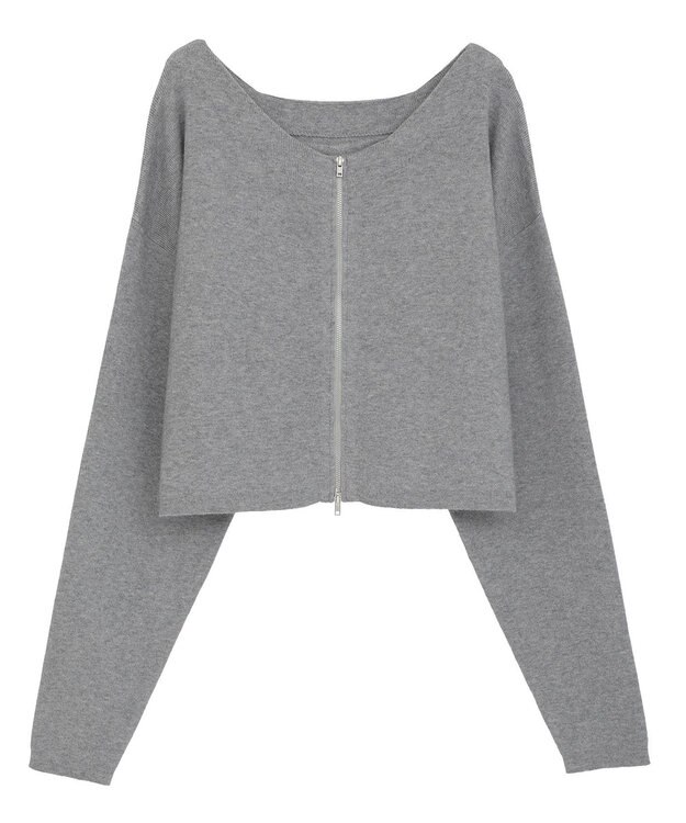 Green Parks SET2点Zipニットカーディガン+アメスリタンク Gray Mixture