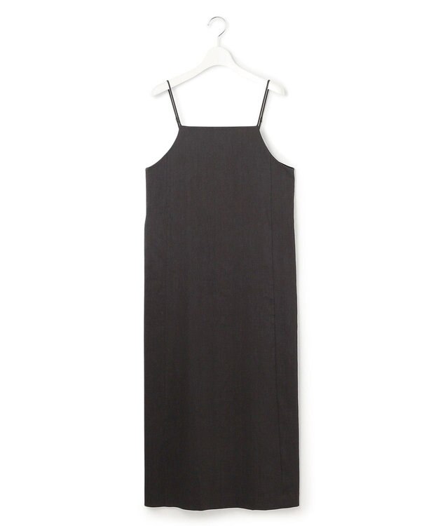 23区 【洗える】リネンレーヨンストレッチ  Iライン キャミソール ワンピース ダークブラウン系