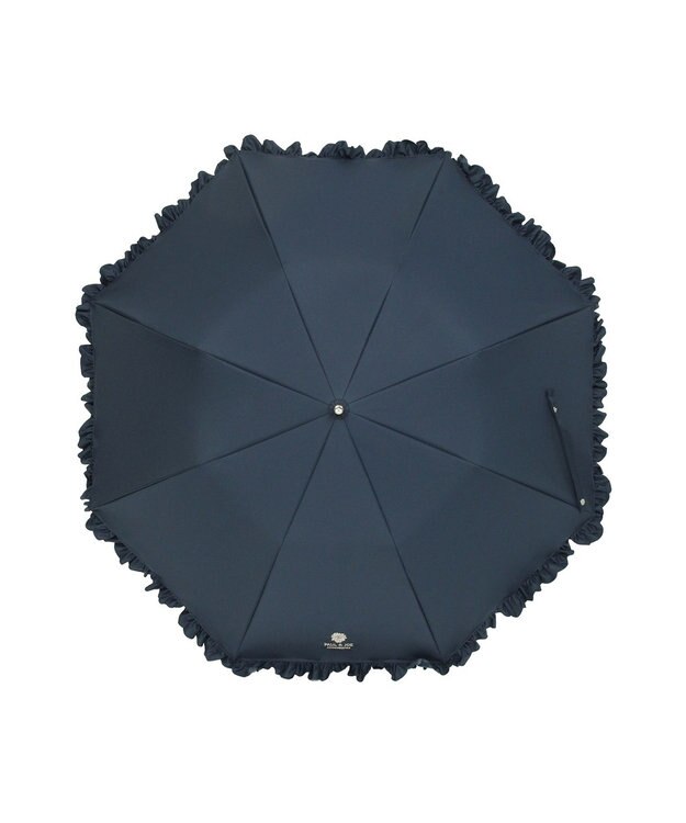MOONBAT 【晴雨兼用折りたたみ日傘】ポール & ジョー (PAUL & JOE ACCESSOIRES) クリザンテームワンポイントフリル 一級遮光99.99% 遮熱 UV 晴雨兼用 ネイビーブルー