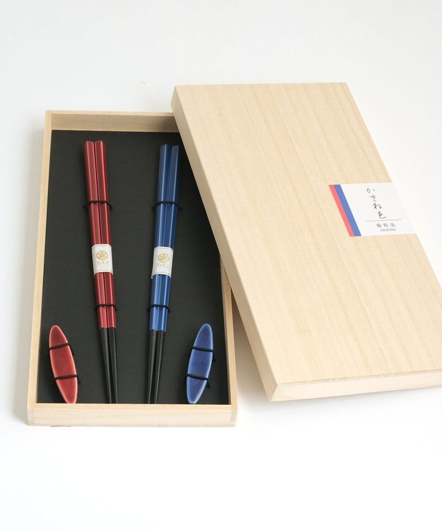 たち吉 【たち吉】かさね色箸・箸置セット葡萄染〈箸2膳・箸置2個〉 ブルー