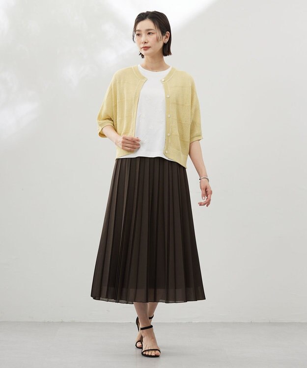 J.PRESS LADIES S 【洗える】スパンコール Ｔシャツ オフホワイト系