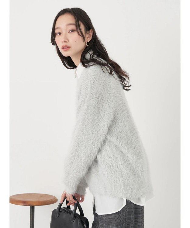 earth music&ecology ゆるモヘアライクレースニット Light Gray