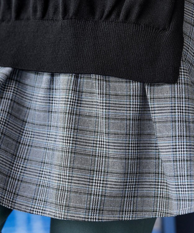 Tiaclasse 【洗える】コンビフレアニットトップス ブラック