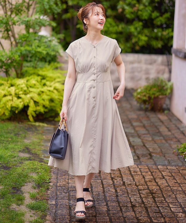 ANY SIS L 【撥水・UVカット・速乾】ハイウエスト ワンピース アイボリーベージュ