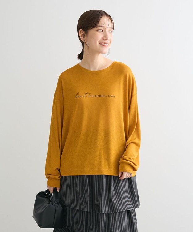 Green Parks シアーロゴ長袖プルオーバー Orange