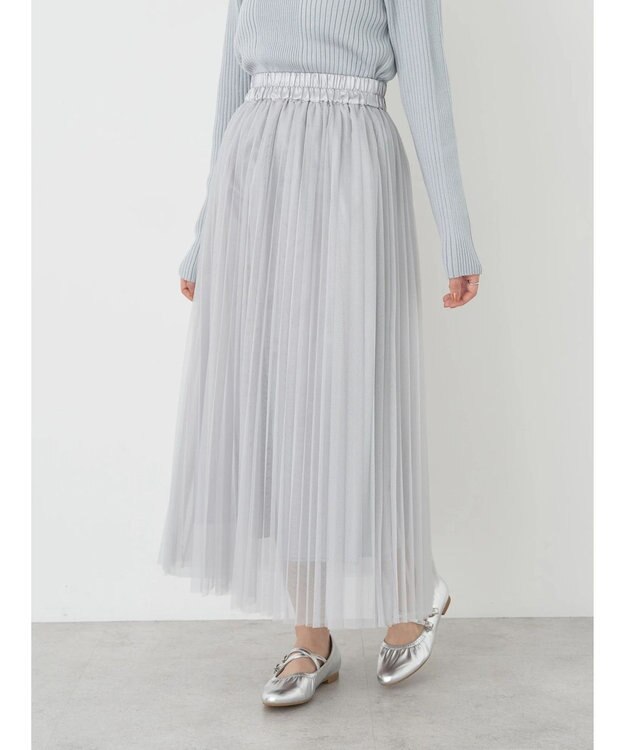 earth music&ecology チュールプリーツスカート Light Gray