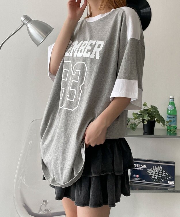 WEGO ナンバリングロゴBIG　T 杢グレー