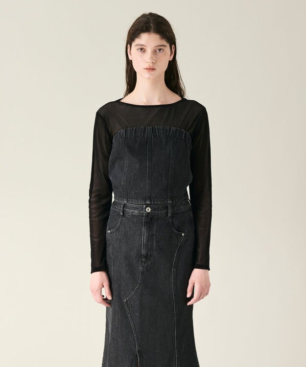 GRACE CONTINENTAL デニムビスチェ ブラック