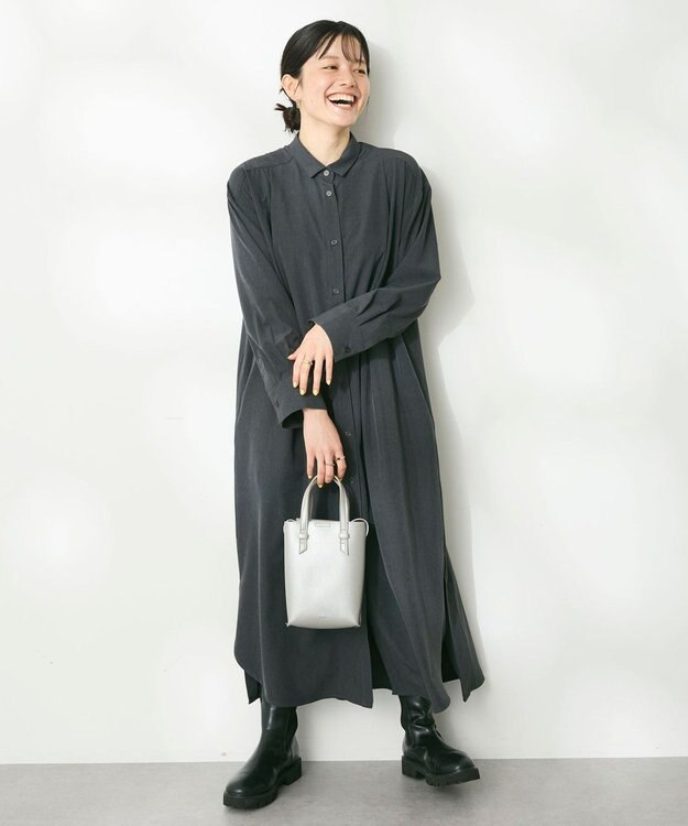 CRAFT STANDARD BOUTIQUE イージーケアタック入りワンピース Charcoal Gray