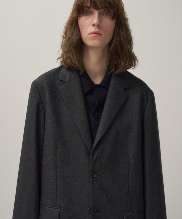 ATON MERINO COLLEGE FLANNEL | テーラードジャケット - UNISEX CHAROCAL TOP
