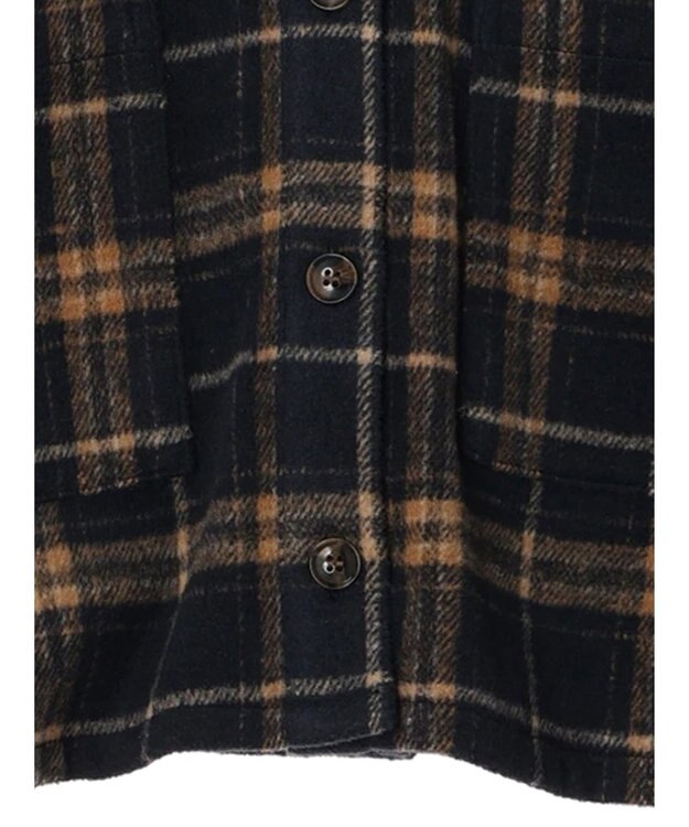 Green Parks ・ＥＬＥＮＣＡＲＥ　ＤＵＥ　シャギーチェックショートシャツ Navy