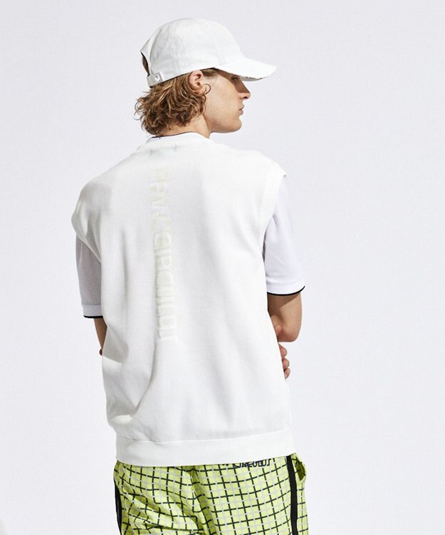 PW CIRCULUS 【MEN】バッグメッシュ ニットベスト ホワイト系