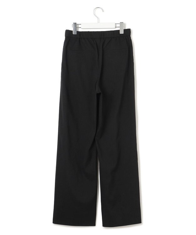 23区 L 【洗える】リネンレーヨンストレッチ ドロスト ワイド パンツ ブラック系