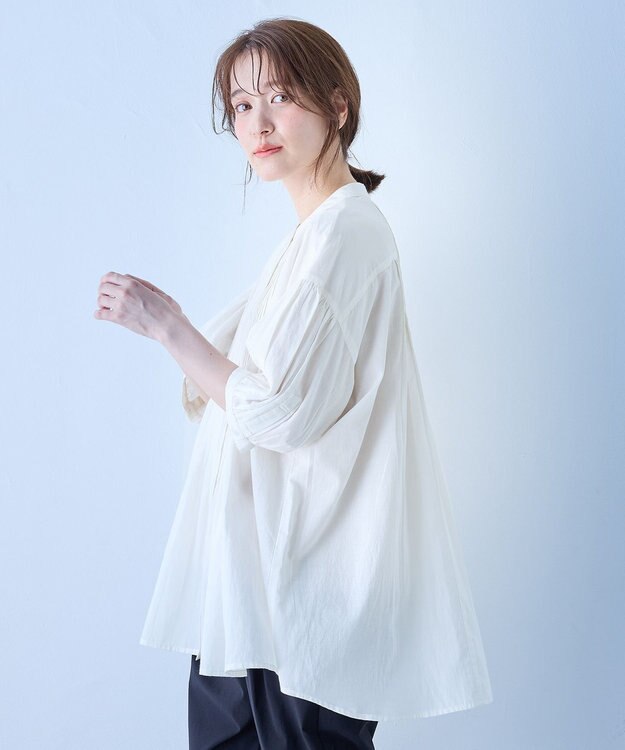 ANY ピンタックブラウス オフ