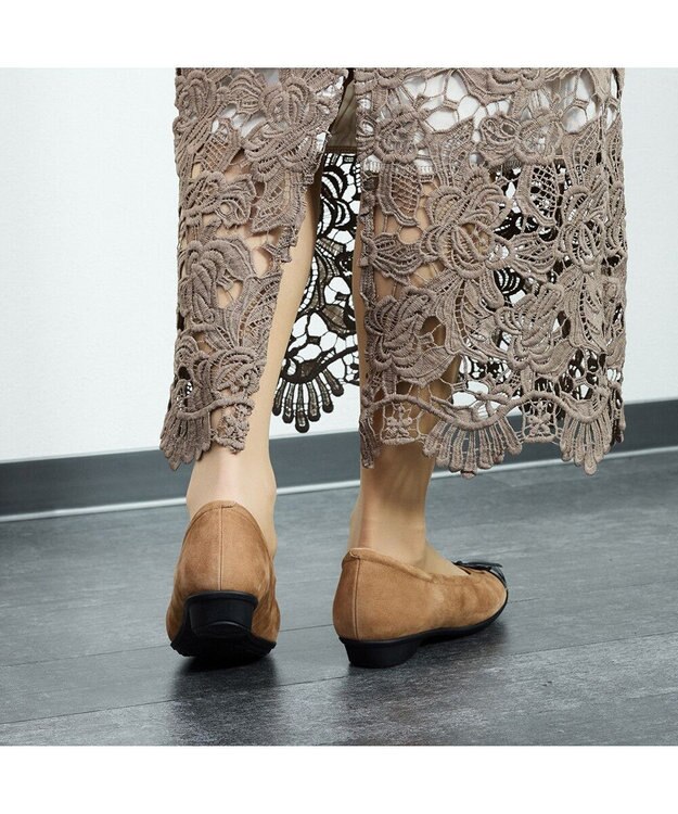 ASICS WALKING ペダラ レディース 2E 2.0cmヒール キャメル(起毛)×ブラック(エナメル)