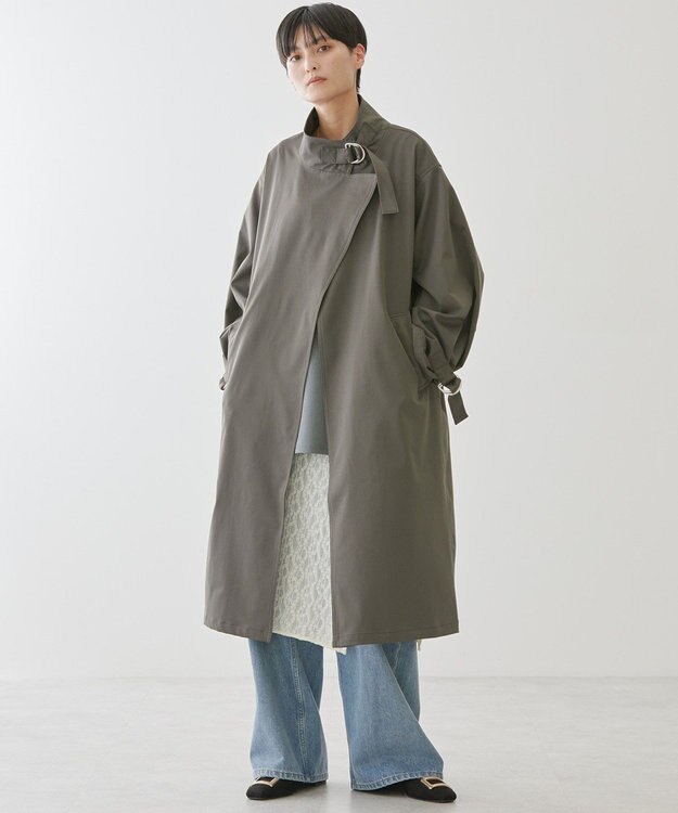 AMERICAN HOLIC スタンドカラーニュアンスロングコート Charcoal Gray