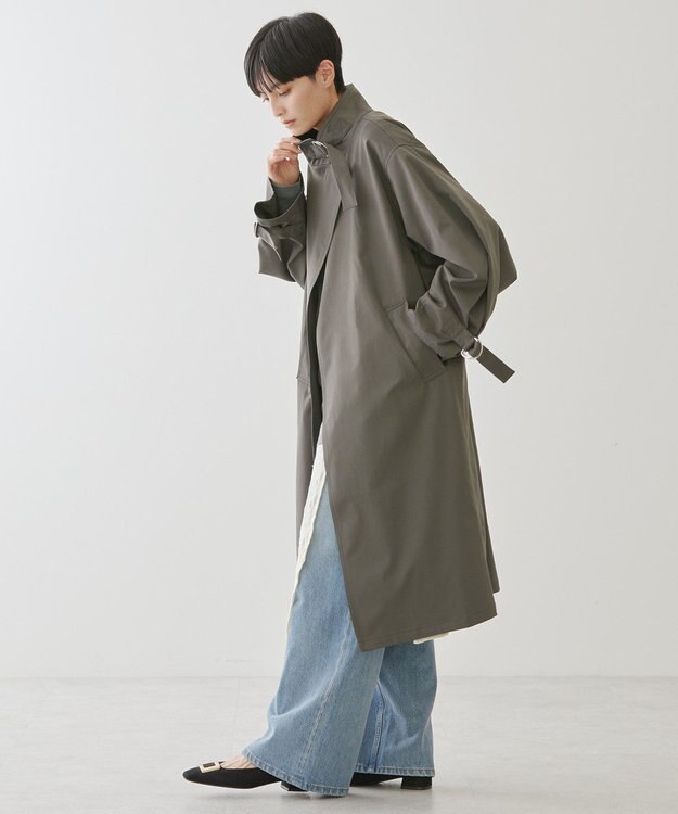 AMERICAN HOLIC スタンドカラーニュアンスロングコート Charcoal Gray